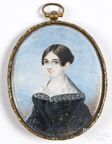 Miniature portrait of a young woman, 19th c.
