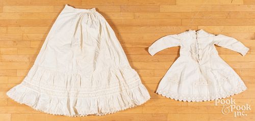 Christening dress, 19th c., and a woman's skirt