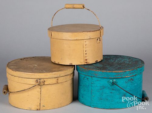 Three painted bentwood boxes, 19th c.