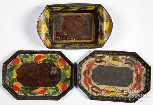 Three toleware trays, 19th c.