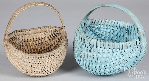 Two painted split baskets