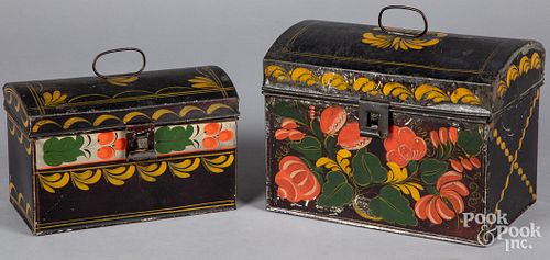 Two toleware document boxes, 19th c.