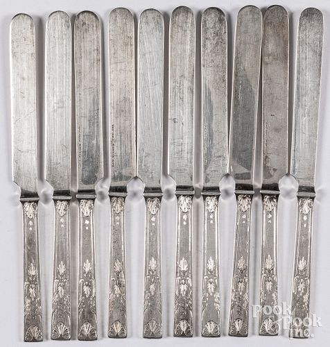 Ten Philadelphia coin silver knives