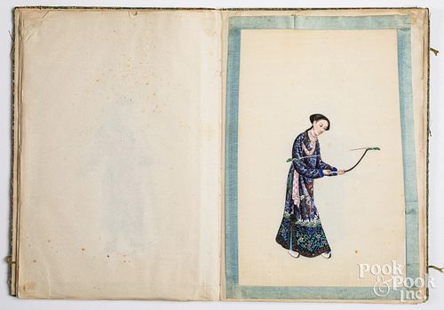 Album of twelve Chinese rice paper portraits