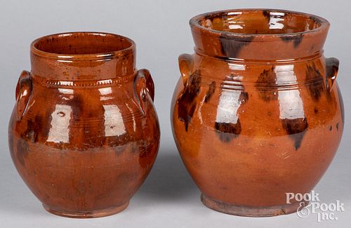 Two Pennsylvania redware crocks, 19th c.