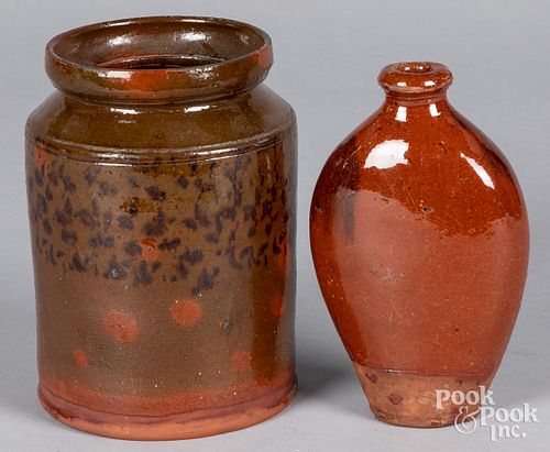 Two pieces of redware, 19th c.