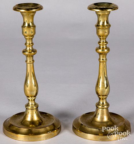 Pair of brass candlesticks, 19th c.