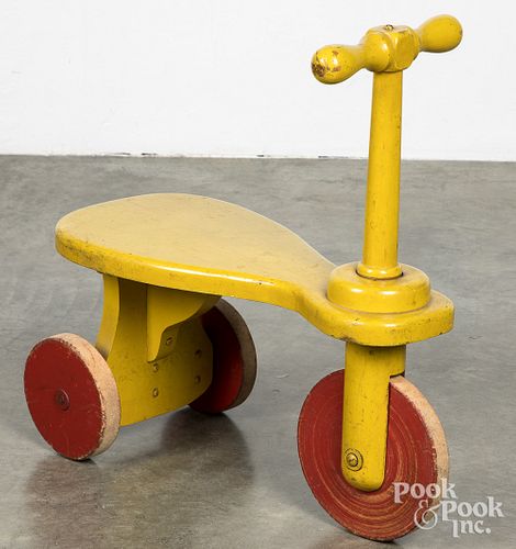 Primitive child's painted wood tricycle