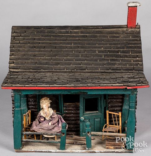 Log cabin dollhouse, early 20th c.