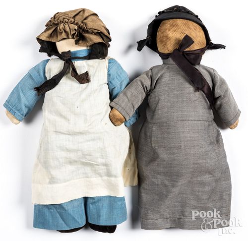 Two Amish cloth no face dolls