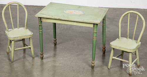 Child's painted table and chairs, early 20th c.