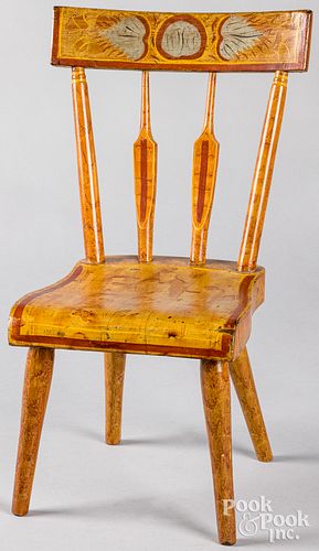 Pennsylvania painted doll size plank seat chair