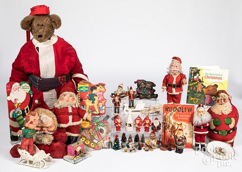 Group of Christmas toys and dolls