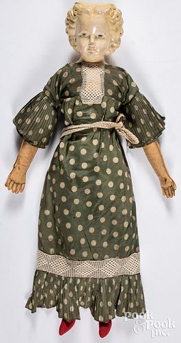 Greiner type Papier-mâché head and shoulder doll
