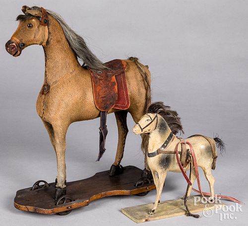 Hide covered horse pull toy, 19th c.