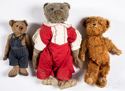 Three mohair teddy bears, early 20th c.