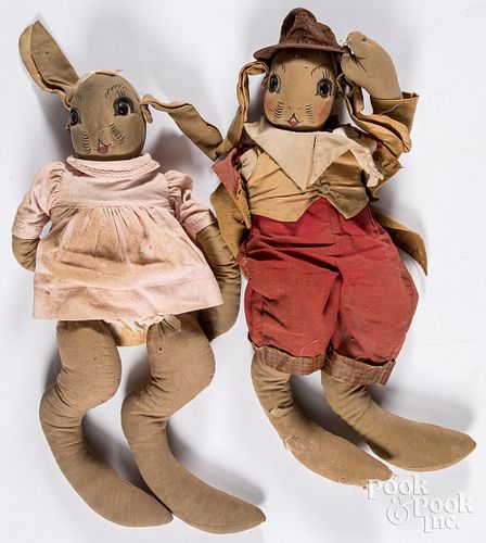 Two plush rabbits