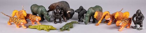 Thirteen Marx plastic Safari animals, ca. 1975