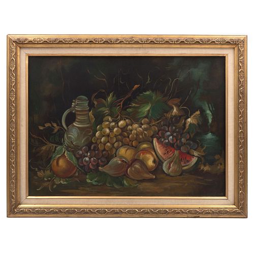 FIRMADO A. VITTORI. Bodegón con frutas. Óleo sobre tela. Enmarcado. 50 x 70 cm