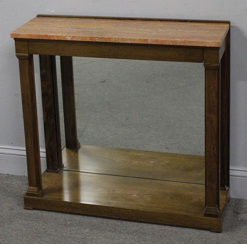 Vintage Marble Top and Mirrored Back Console.