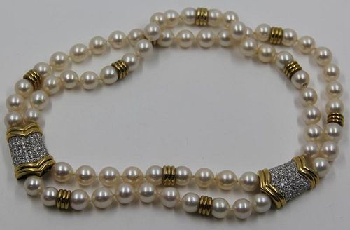 JEWELRY. 18kt Gold and Pearl Necklace.