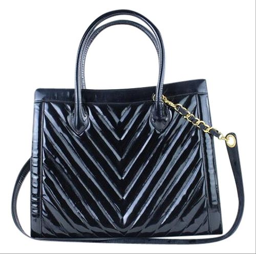 CHANEL QUILTED CHEVRON 2WAY TOTE PATENT