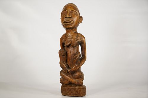 Seated Yombe Maternity Figure with Infants 17" – DRC
