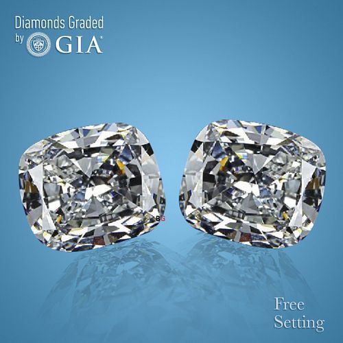 4.02 carat diamond pair Cushion cut Diamond GIA Graded 1) 2.01 ct, Color G, VS1 2) 2.01 ct, Color H, VS2. Appraised Value: $93,500 