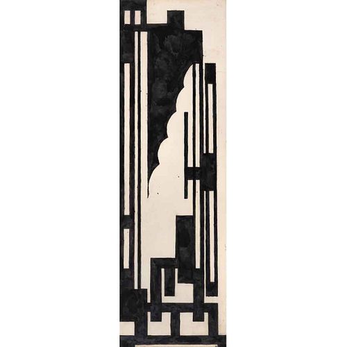 GERMÁN CUETO, Diseño para reja de fierro, 1936, Sin firma, Tinta sobre papel, 71.2 x 21.8 cm, Con certificado