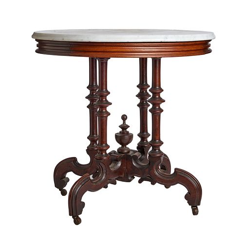 One American Victorian oval  marble top side table