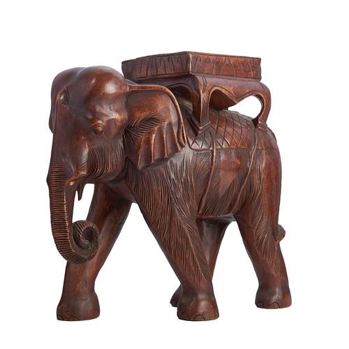 Mid 20th c. Carved Wood Figure of Elephant