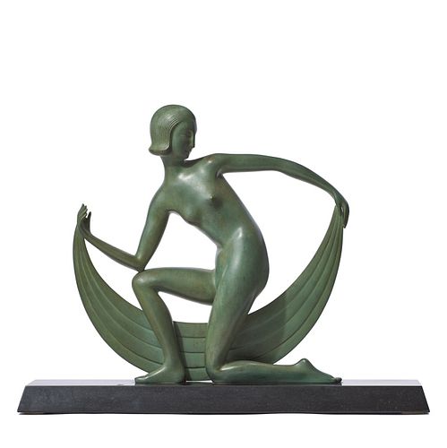 Deco style bronze patinated woman