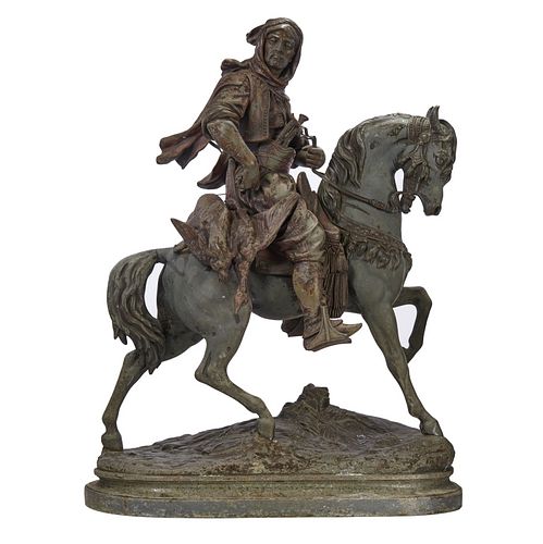 Figural sculpture of a hunter on horseback