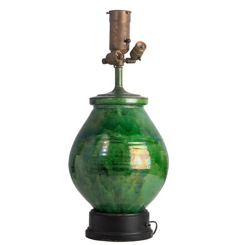 Chinese Green Crackleware Vase Lamp