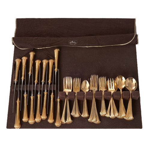 Asst, Group of 65 Pieces of Gold Tone Flatware