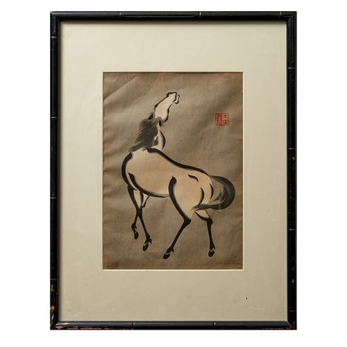 Woodblock print of Horse by Yoshijiro Urushibara
