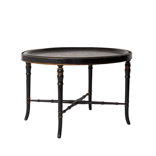 English regency style oval lacquered tray table