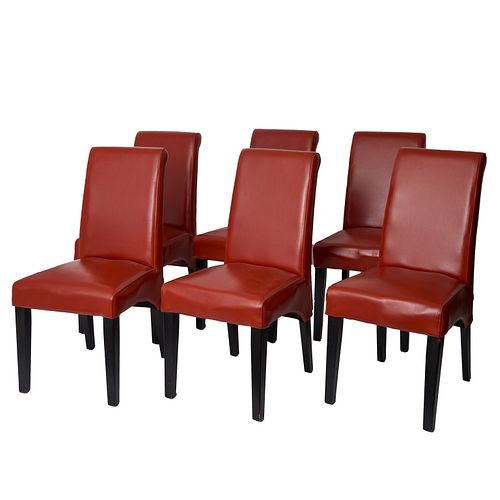 (6) 20th century upholstered leather side chairs