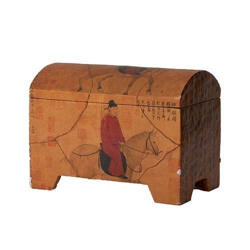 polychromed chinoiserie style trunk