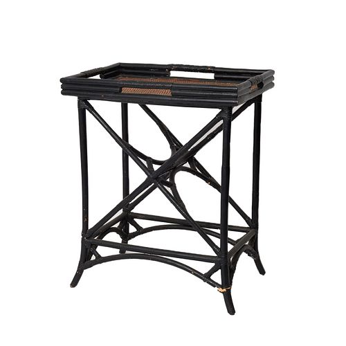Ebonized faux bamboo butlers tray on stand