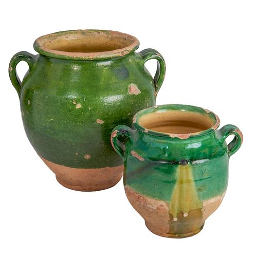 Pair of handled terracota vessels
