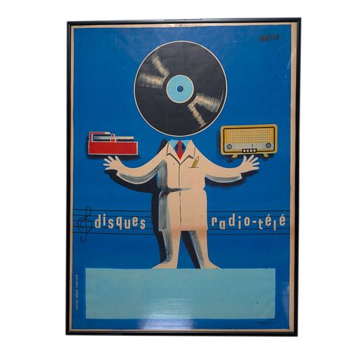 Disques Radio-tele Original Vintage Poster