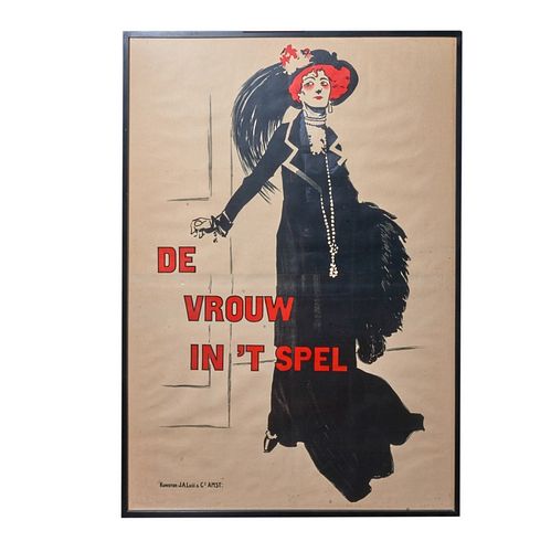 De Vrouiv en T Spel Original Vintage Poster