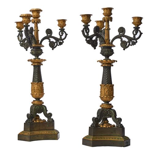 Pair of 19th century French empire candleabra