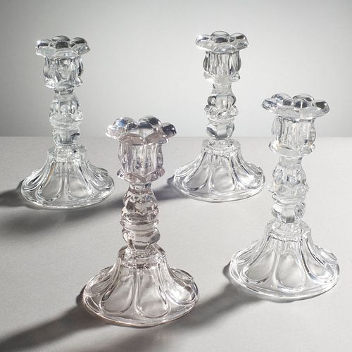 Group Of 4 American Flint Glass Candlesticks