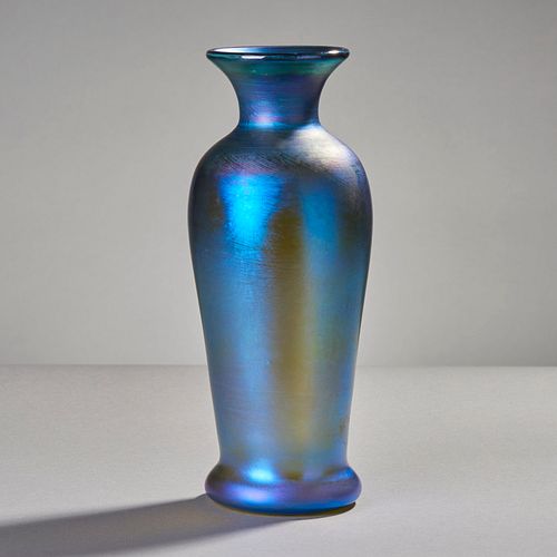Quezal Blue Aurene Iridescent Art Glass Vase