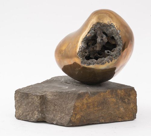 Brutalist Modern Sphere Bronze Sculpture