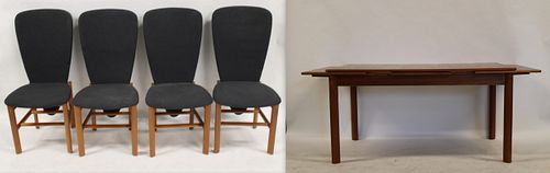 Midcentury Refractory Table & 4 High Back Chairs.