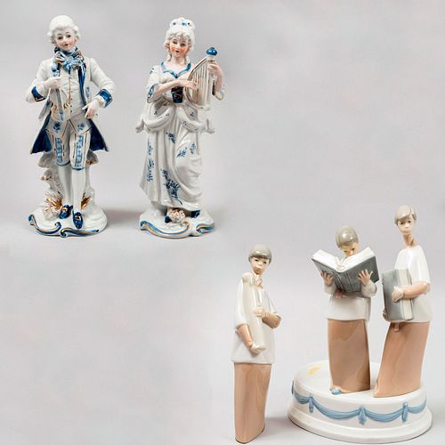 Lote de 4 figuras decorativas España y Japón, SXX Elaborados en porcelana Lladró y Esther Acabado brillante Algunos con bases