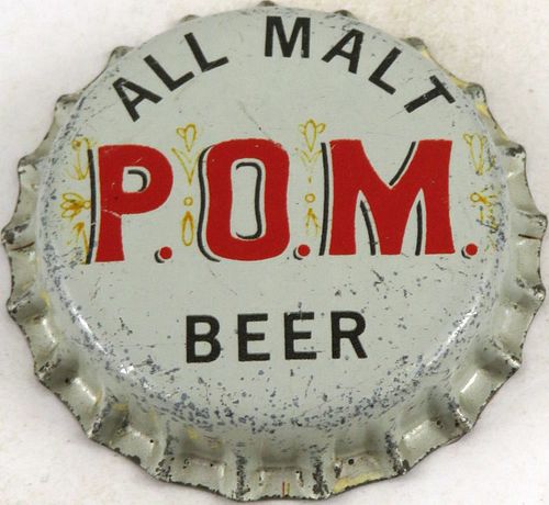 1964 P.O.M. Beer Cork Backed Crown Sebewaing Michigan
